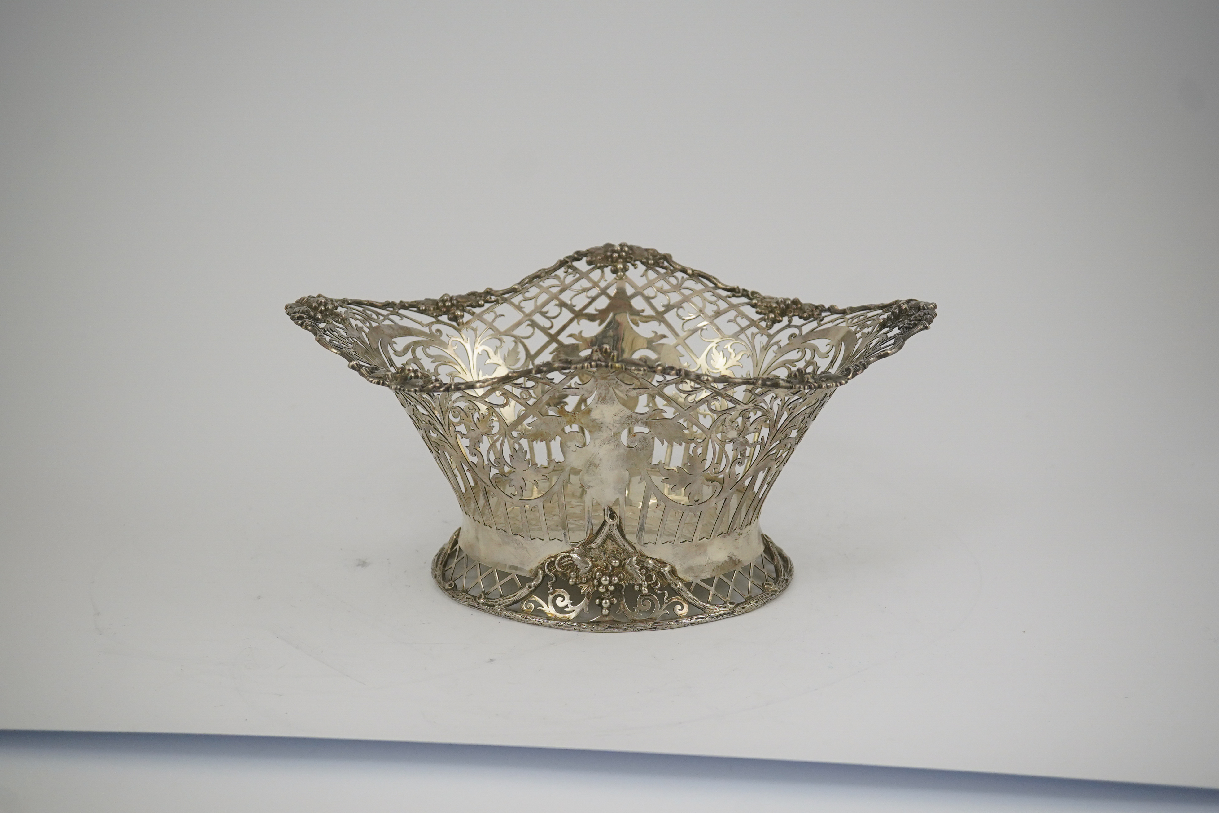 A George V pierced silver oval bowl, by James Dixon & Sons